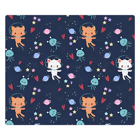 Cute Astronaut Cat With Star Galaxy Elements Seamless Pattern Premium Plush Fleece Blanket (Small) from ArtsNow.com 50 x40  Blanket Front