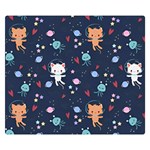 Cute Astronaut Cat With Star Galaxy Elements Seamless Pattern Premium Plush Fleece Blanket (Small)