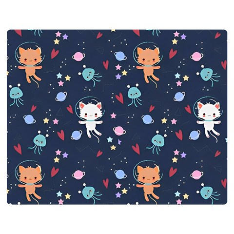 Cute Astronaut Cat With Star Galaxy Elements Seamless Pattern Premium Plush Fleece Blanket (Medium) from ArtsNow.com 60 x50  Blanket Front