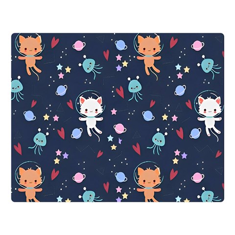 Cute Astronaut Cat With Star Galaxy Elements Seamless Pattern Premium Plush Fleece Blanket (Large) from ArtsNow.com 80 x60  Blanket Front