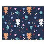 Cute Astronaut Cat With Star Galaxy Elements Seamless Pattern Premium Plush Fleece Blanket (Large)