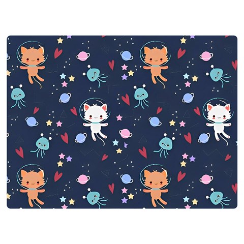 Cute Astronaut Cat With Star Galaxy Elements Seamless Pattern Two Sides Premium Plush Fleece Blanket (Extra Small) from ArtsNow.com 40 x30  Blanket Back