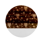 Cute Astronaut Cat With Star Galaxy Elements Seamless Pattern Marble Wood Coaster (Round)