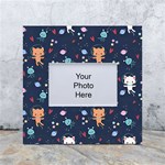 Cute Astronaut Cat With Star Galaxy Elements Seamless Pattern White Box Photo Frame 4  x 6 