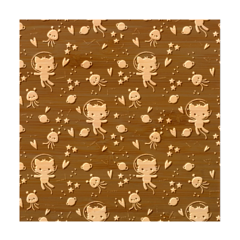 Cute Astronaut Cat With Star Galaxy Elements Seamless Pattern Bamboo Coaster Set from ArtsNow.com Coaster 1