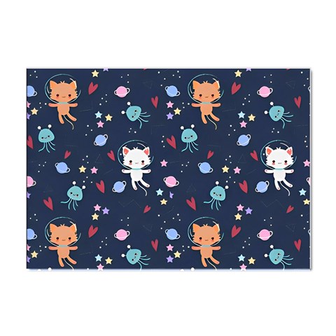 Cute Astronaut Cat With Star Galaxy Elements Seamless Pattern Crystal Sticker (A4) from ArtsNow.com Front