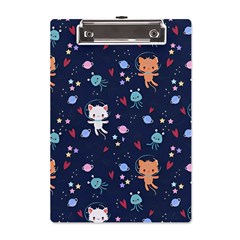 Cute Astronaut Cat With Star Galaxy Elements Seamless Pattern A5 Acrylic Clipboard from ArtsNow.com Front