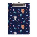 Cute Astronaut Cat With Star Galaxy Elements Seamless Pattern A5 Acrylic Clipboard