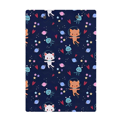 Cute Astronaut Cat With Star Galaxy Elements Seamless Pattern A5 Acrylic Clipboard from ArtsNow.com Back