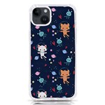 Cute Astronaut Cat With Star Galaxy Elements Seamless Pattern iPhone 14 Plus TPU UV Print Case