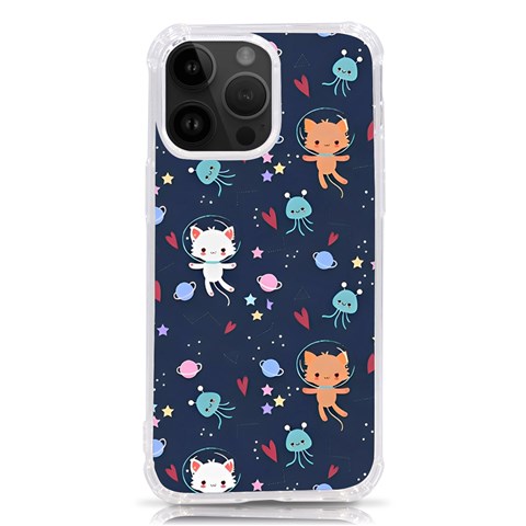 Cute Astronaut Cat With Star Galaxy Elements Seamless Pattern iPhone 14 Pro Max TPU UV Print Case from ArtsNow.com Front