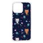 Cute Astronaut Cat With Star Galaxy Elements Seamless Pattern iPhone 14 Pro Max TPU UV Print Case