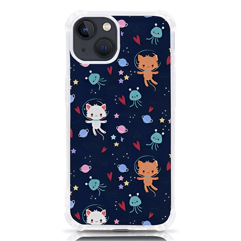 Cute Astronaut Cat With Star Galaxy Elements Seamless Pattern iPhone 13 TPU UV Print Case from ArtsNow.com Front