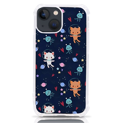 Cute Astronaut Cat With Star Galaxy Elements Seamless Pattern iPhone 13 mini TPU UV Print Case from ArtsNow.com Front