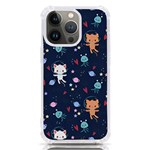 Cute Astronaut Cat With Star Galaxy Elements Seamless Pattern iPhone 13 Pro TPU UV Print Case