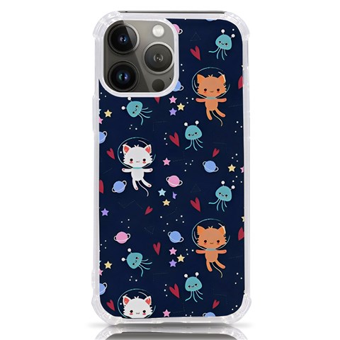 Cute Astronaut Cat With Star Galaxy Elements Seamless Pattern iPhone 13 Pro Max TPU UV Print Case from ArtsNow.com Front