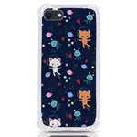 Cute Astronaut Cat With Star Galaxy Elements Seamless Pattern iPhone SE