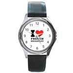 I love French breakfast  Round Metal Watch