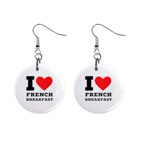 I love French breakfast  Mini Button Earrings from ArtsNow.com Front