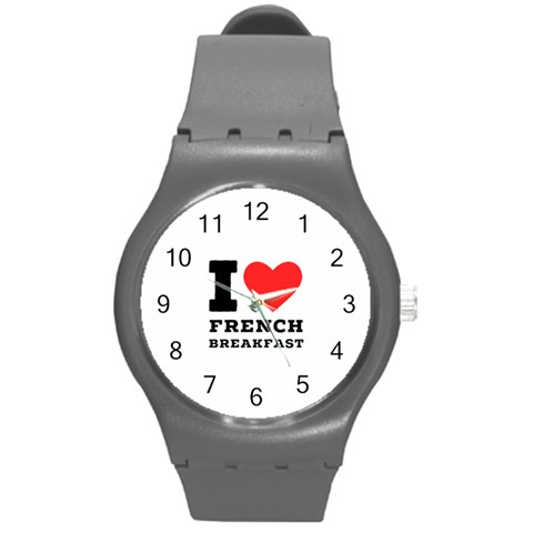 I love French breakfast  Round Plastic Sport Watch (M) from ArtsNow.com Front
