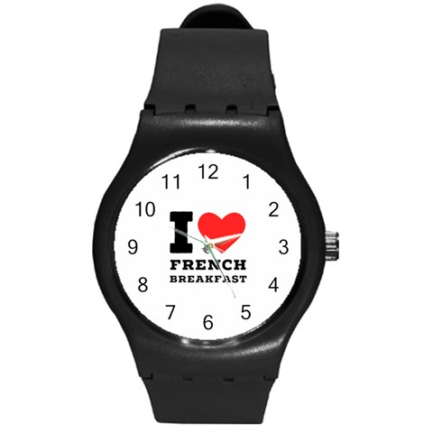 I love French breakfast  Round Plastic Sport Watch (M) from ArtsNow.com Front