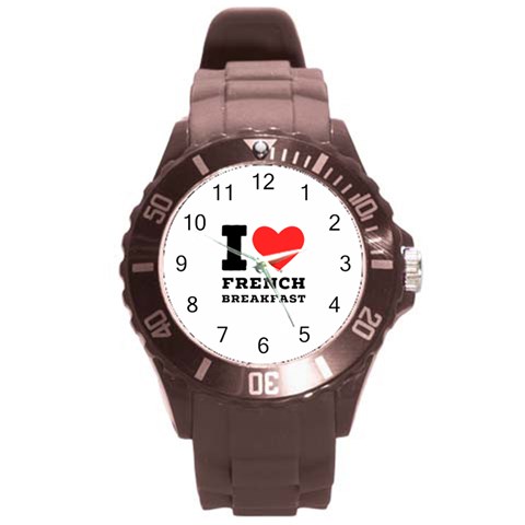 I love French breakfast  Round Plastic Sport Watch (L) from ArtsNow.com Front