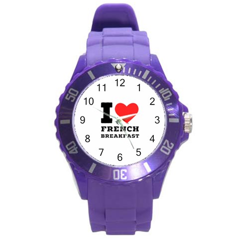 I love French breakfast  Round Plastic Sport Watch (L) from ArtsNow.com Front