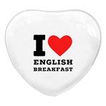 I love English breakfast  Heart Glass Fridge Magnet (4 pack)