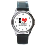 I love American breakfast Round Metal Watch