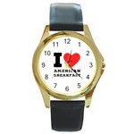 I love American breakfast Round Gold Metal Watch