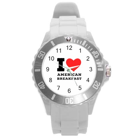 I love American breakfast Round Plastic Sport Watch (L) from ArtsNow.com Front
