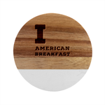 I love American breakfast Marble Wood Coaster (Round)