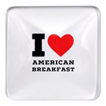 I love American breakfast Square Glass Fridge Magnet (4 pack)