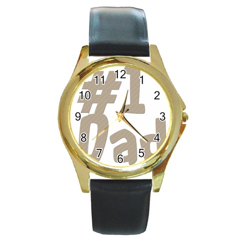fatherday237 Round Gold Metal Watch from ArtsNow.com Front