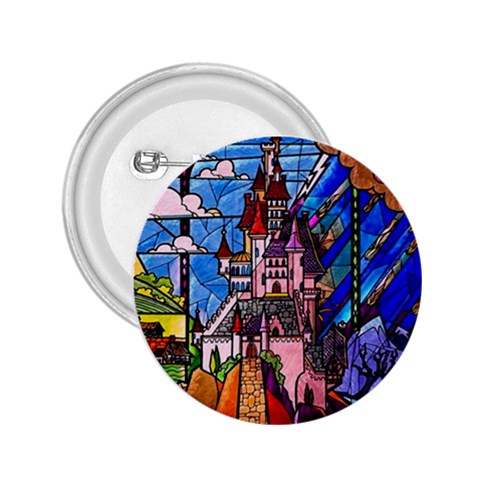 Beauty Stained Glass Castle Building 2.25  Buttons from ArtsNow.com Front