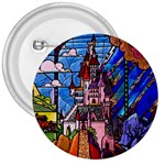 Beauty Stained Glass Castle Building 3  Buttons