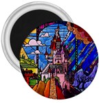 Beauty Stained Glass Castle Building 3  Magnets