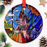 Beauty Stained Glass Castle Building Ornament (Round)