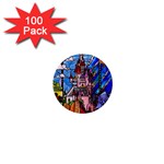 Beauty Stained Glass Castle Building 1  Mini Magnets (100 pack) 