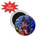 Beauty Stained Glass Castle Building 1.75  Magnets (10 pack) 