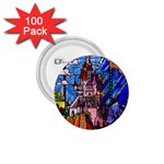 Beauty Stained Glass Castle Building 1.75  Buttons (100 pack) 