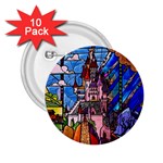 Beauty Stained Glass Castle Building 2.25  Buttons (10 pack) 