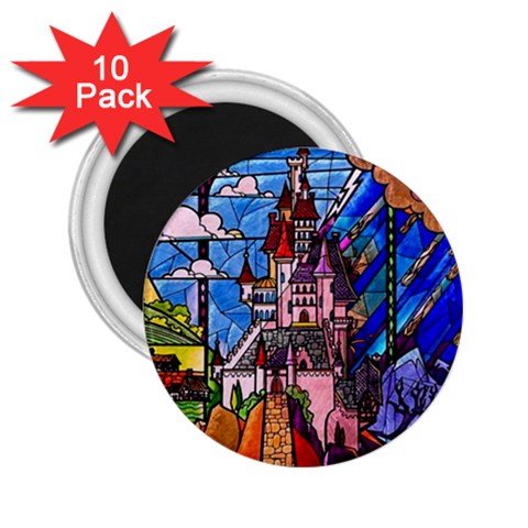 Beauty Stained Glass Castle Building 2.25  Magnets (10 pack)  from ArtsNow.com Front