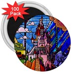 Beauty Stained Glass Castle Building 3  Magnets (100 pack)