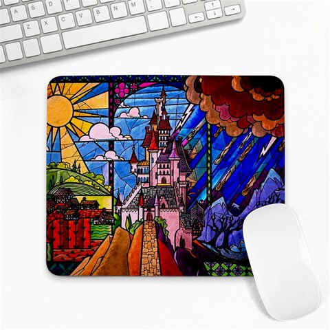 Beauty Stained Glass Castle Building Large Mousepad from ArtsNow.com Front