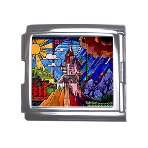 Beauty Stained Glass Castle Building Mega Link Italian Charm (18mm) from ArtsNow.com Front