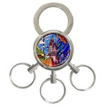 Beauty Stained Glass Castle Building 3-Ring Key Chain