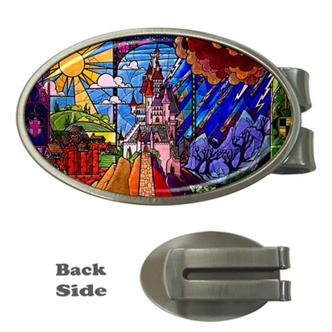 Beauty Stained Glass Castle Building Money Clips (Oval)  from ArtsNow.com Front