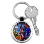 Beauty Stained Glass Castle Building Key Chain (Round)
