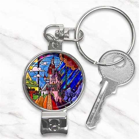 Beauty Stained Glass Castle Building Nail Clippers Key Chain from ArtsNow.com Front